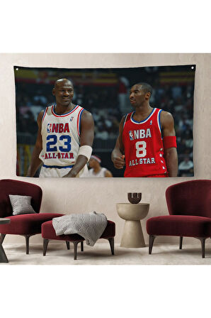 Michael Jordan ve Kobe Bryant Kanvas Duvar Örtüsü-Halısı-5153