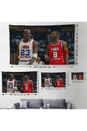 Michael Jordan ve Kobe Bryant Kanvas Duvar Örtüsü-Halısı-5153