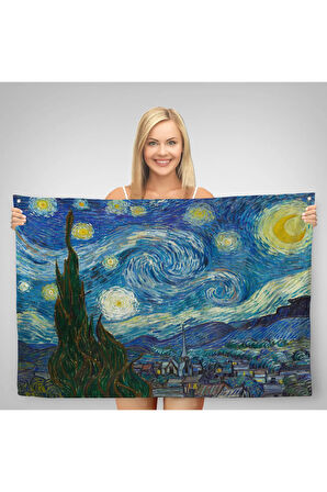 Vincent Van Gogh, Yıldızlı Gece Kanvas Duvar Örtüsü-Halısı-5165