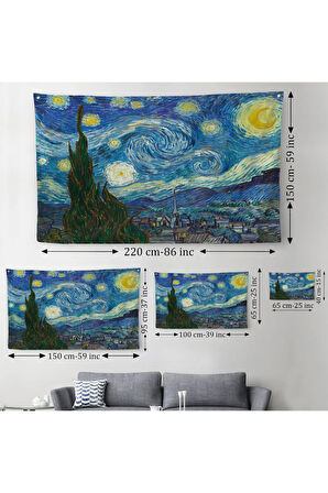 Vincent Van Gogh, Yıldızlı Gece Kanvas Duvar Örtüsü-Halısı-5165