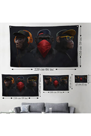 Üç Maymun Duvar Örtüsü-Halısı-5167