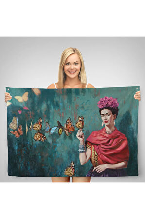 Ünlü Ressam ve Kelebekler Kanvas Duvar Örtüsü-Halısı-5169