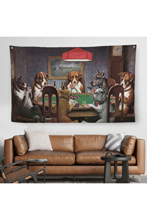 Cassius Marcellus Coolidge - Poker Oynayan Köpekler Eseri Kanvas Duvar Örtüsü-Halısı-5170