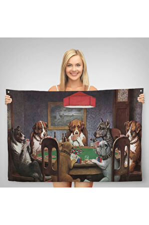 Cassius Marcellus Coolidge - Poker Oynayan Köpekler Eseri Kanvas Duvar Örtüsü-Halısı-5170