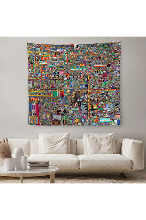Reddit R/place Kanvas Duvar Örtüsü Halısı Elraenn Twitch Duvar Örtüsü Reddit Savunma Hattı -5173