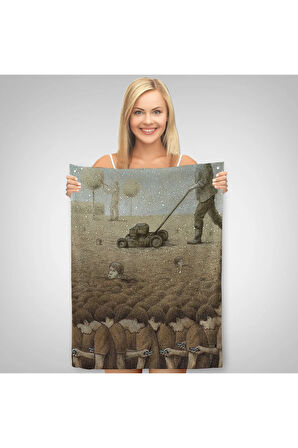 Gerçeküstü Fikir Sanatı Duvar Örtüsü - Halısı, Başını Kaldırırsan Ölürsün-5211