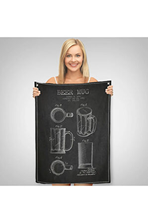 1951 tarihli Bardağı Patent Çizimi Dekoratif Duvar Örtüsü - Halısı-5213