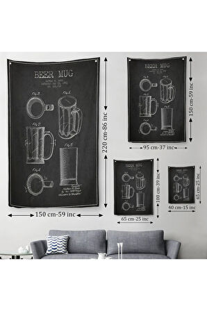 1951 tarihli Bardağı Patent Çizimi Dekoratif Duvar Örtüsü - Halısı-5213