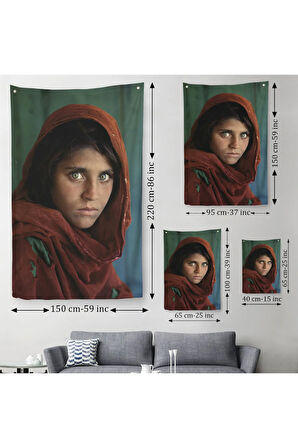 Afgan Kızı Ünlü Fotoğrafçı Steve Mccurry National Geographic Duvar Örtüsü - Halısı-5217
