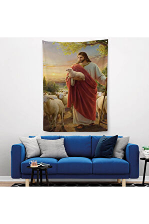 İsa Kuzu ile İsa Mesih Kayıp Kuzu Duvar Örtüsü - Halısı, Kilise Duvar Sanatı Süslemeleri-5218
