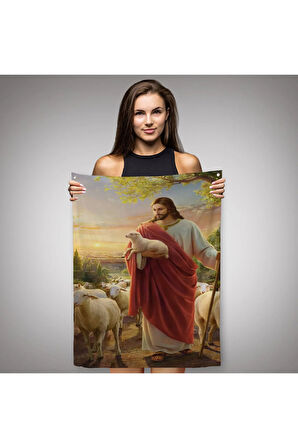 İsa Kuzu ile İsa Mesih Kayıp Kuzu Duvar Örtüsü - Halısı, Kilise Duvar Sanatı Süslemeleri-5218