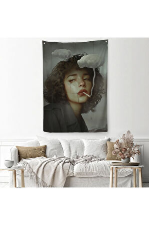 Gerçeküstü Sanat Eserleri Bulut ve Duman Duvar Örtüsü - Halısı-5226