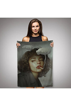 Gerçeküstü Sanat Eserleri Bulut ve Duman Duvar Örtüsü - Halısı-5226