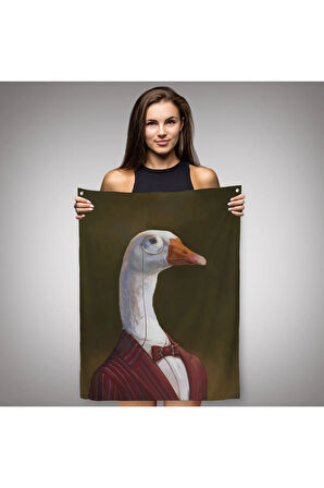 Gözlüklü İnsan Vücutlu Kaz Pop Art Duvar Örtüsü - Halısı-5245