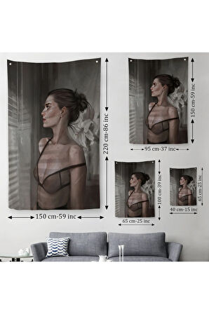 Güzel Kadın Pencereden Dışarı Bakıyor Duvar Örtüsü - Halısı-5257