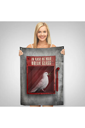 Savaş Durumunda Camı Kır Güvercin Duvar Örtüsü - Halısı-5258