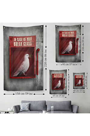 Savaş Durumunda Camı Kır Güvercin Duvar Örtüsü - Halısı-5258