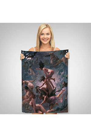 Şabat'a Giden Cadılar, Luis Ricardo Falero Vision de Faust 1878 Vintage Duvar Örtüsü - Halısı-5285