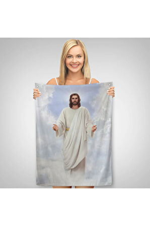 Rab İsa Bulutlarda Göründü, Kilise Hediyesi Hristiyan Duvar Örtüsü - Halısı-5289