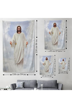 Rab İsa Bulutlarda Göründü, Kilise Hediyesi Hristiyan Duvar Örtüsü - Halısı-5289
