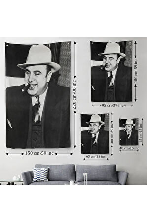 Ünlü Sabıka Fotoğrafı, Ünlü Mafya Patronu, Al Capone Duvar Örtüsü - Halısı-5292