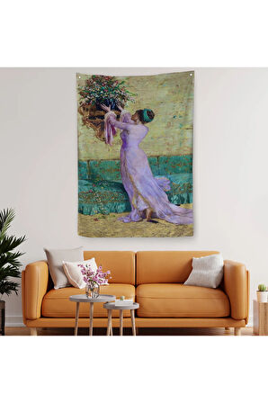 Vazo Yerleştiren Kız Osman Hamdi Bey Duvar Örtüsü - Halısı-5295