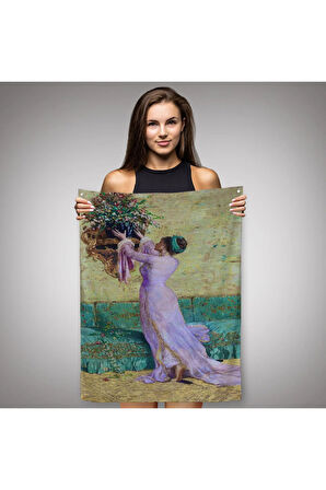 Vazo Yerleştiren Kız Osman Hamdi Bey Duvar Örtüsü - Halısı-5295