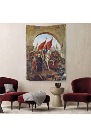 Fausto Zonaro Fatih Sultan Mehmet Istanbul'a Girişi Duvar Örtüsü - Halısı-5298