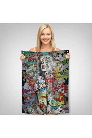 Graffiti Marilyn Monroe, Renkli Marilyn Monroe Duvar Örtüsü - Halısı-5307