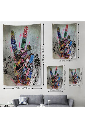 Graffiti Zafer Işareti Bansky Duvar Örtüsü Halısı Graffiti Sokak Sanatı 5309