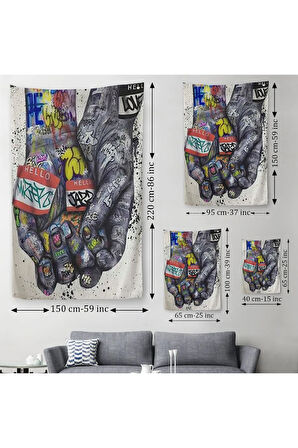 Banksy Tarzı Kanvas Duvar Sanatı, Graffiti El Duvar Posteri Duvar Örtüsü - Halısı-5311