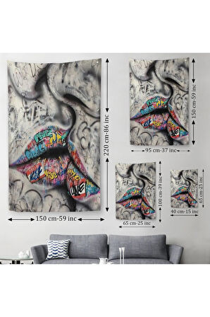 Öpüşme Kanvas Duvar Sanatı, Öpüşme Banksy Tarzı Graffiti Sokak Duvar Örtüsü - Halısı-5313