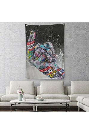 Graffiti Orta Parmak İzi Graffiti, Küfürlü El Hareketi, Hip Hop Duvar Örtüsü - Halısı-5314