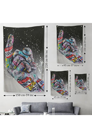 Graffiti Orta Parmak İzi Graffiti, Küfürlü El Hareketi, Hip Hop Duvar Örtüsü - Halısı-5314