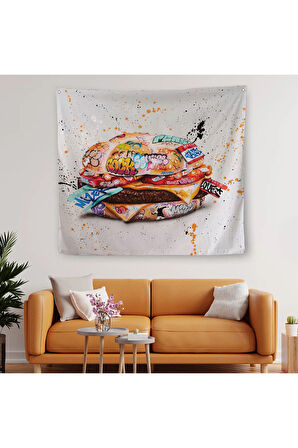 Hamburger Graffiti Kanvas Duvar Örtüsü-Halısı, Banksy Sokak Graffiti Duvar Örtüsü-Halısı-5344