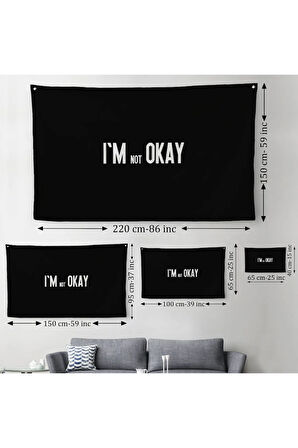 Ben İyi Değilim Kanvas Duvar Örtüsü-Halısı, Aykırı Duvar Sanatı, Duvar Örtüsü-Halısı-5371