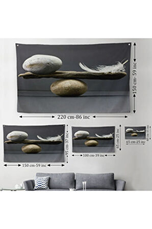 Taş ve Tüy Dengesi Tuval Duvar Sanatı, Tuval Baskı Ev ??Dekorasyon, Ofis Dekorasyon-5375