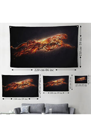 Renkli Koşan Çita Duvar Örtüsü Halısı Hayvan Duvar Sanatı Büyük Duvar Örtüsü Halısı 5380