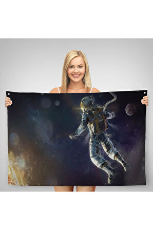 Astronot Duvar Sanatı Duvar Örtüsü Halısı Uzay Posteri Astronot Uzayda Gezegen Arka Planı 5381