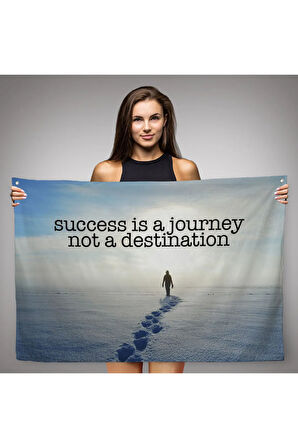 Başarı Bir Yolculuktur Varış Noktası Değil Kanvas Duvar Örtüsü-Halısı, Motivasyonel Yazı-5388