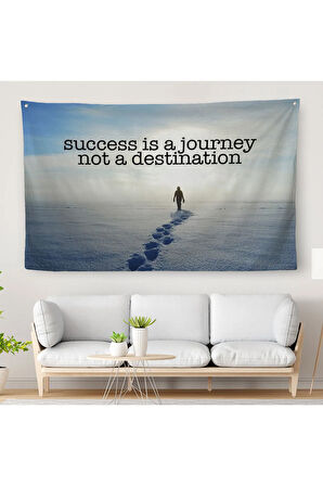 Başarı Bir Yolculuktur Varış Noktası Değil Kanvas Duvar Örtüsü-Halısı, Motivasyonel Yazı-5388