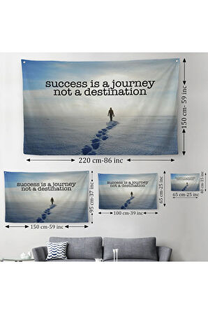 Başarı Bir Yolculuktur Varış Noktası Değil Kanvas Duvar Örtüsü-Halısı, Motivasyonel Yazı-5388