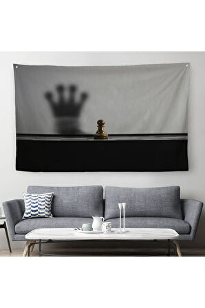 Satranç Gölgesi Taç Kanvas Duvar Sanatı, Yurt ve Ofis Dekoru-5390