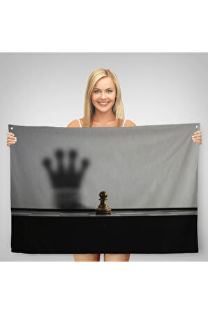 Satranç Gölgesi Taç Kanvas Duvar Sanatı, Yurt ve Ofis Dekoru-5390