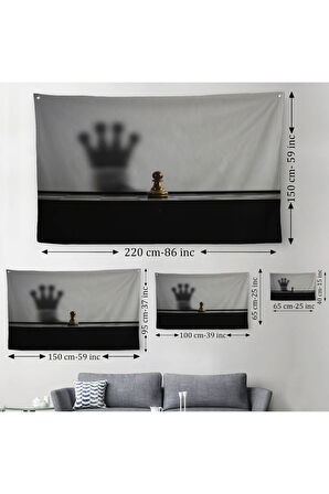 Satranç Gölgesi Taç Kanvas Duvar Sanatı, Yurt ve Ofis Dekoru-5390