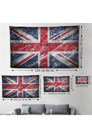 İngiltere Bayrağı Rustik Kanvas Duvar Örtüsü-Halısı, Ev ve Ofis Dekoru-5392
