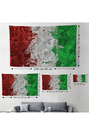 İtalya Bayrağı Kanvas Duvar Örtüsü-Halısı, Ev ve Ofis Dekoru, Spor Kulübü, Bar Dekoru-5402