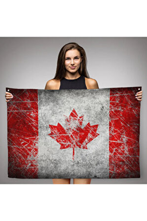 Kanada Bayrağı Rustik Kanvas Duvar Örtüsü Halısı Ev ve Ofis Dekoru 5403