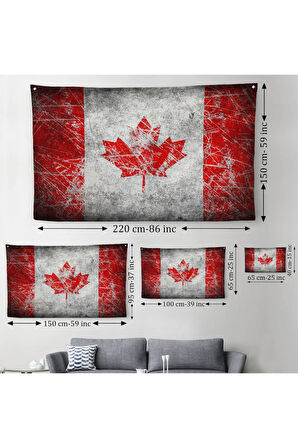 Kanada Bayrağı Rustik Kanvas Duvar Örtüsü Halısı Ev ve Ofis Dekoru 5403