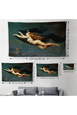 La Nuit by Auguste Raynaud Kanvas Duvar Sanatı Duvar Örtüsü-Halısı, Klasik Sanat-5406